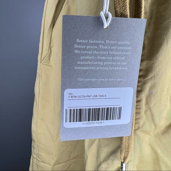 NWT EVERLANE Organic Cotton Jogger Pants Khaki Tan Small - Picture 4 of 4